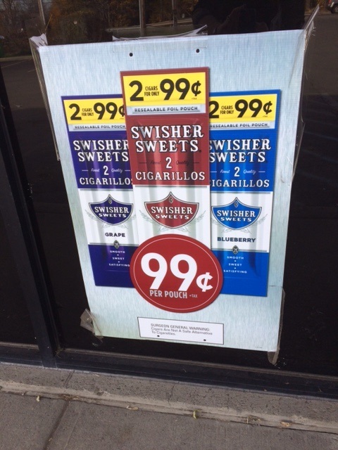 ad for 2-packs of cigarillos for 99 cents