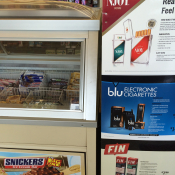 E-cigarette ads next to ice cream