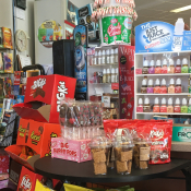 E-juice and Snus next to the candy canes, Kit Kats, & Reese’s Pieces