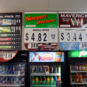 Menthol and regular pricing signage.