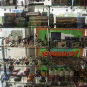 Smoking Product Display Near Toy Cars