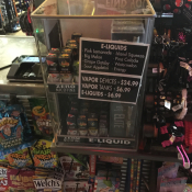 E-Cigs/Juice next to candy at local novelty store