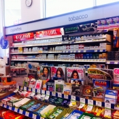 "Proud Supporter" Signage above Tobacco Display