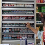 Cigarette display in convenience store in Bangkok, Thailand