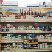 Marlboro display in a pharmacy