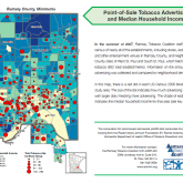 Map of Point of Sale Tobacco Advertising and Median Household Income in Ramsey County, Minnesota
