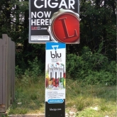 Advertisement on the pole - using every space available for tobacco ads