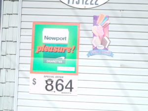 Newport menthol ad on the side of a store 