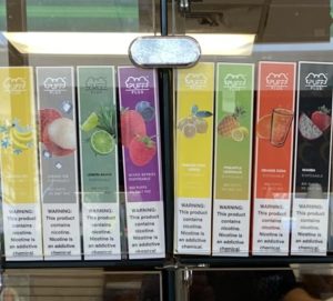 Display of flavored Puff Bar e-cigarettes