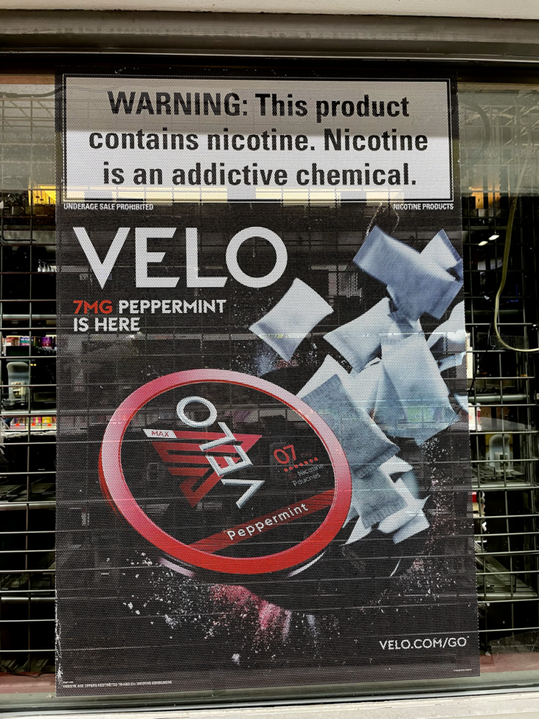 Advertisement for Velo nicotine pouches