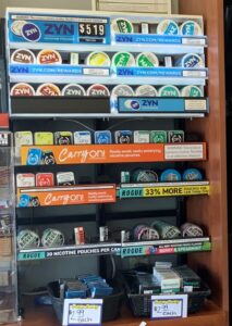 Display of oral nicotine pouches